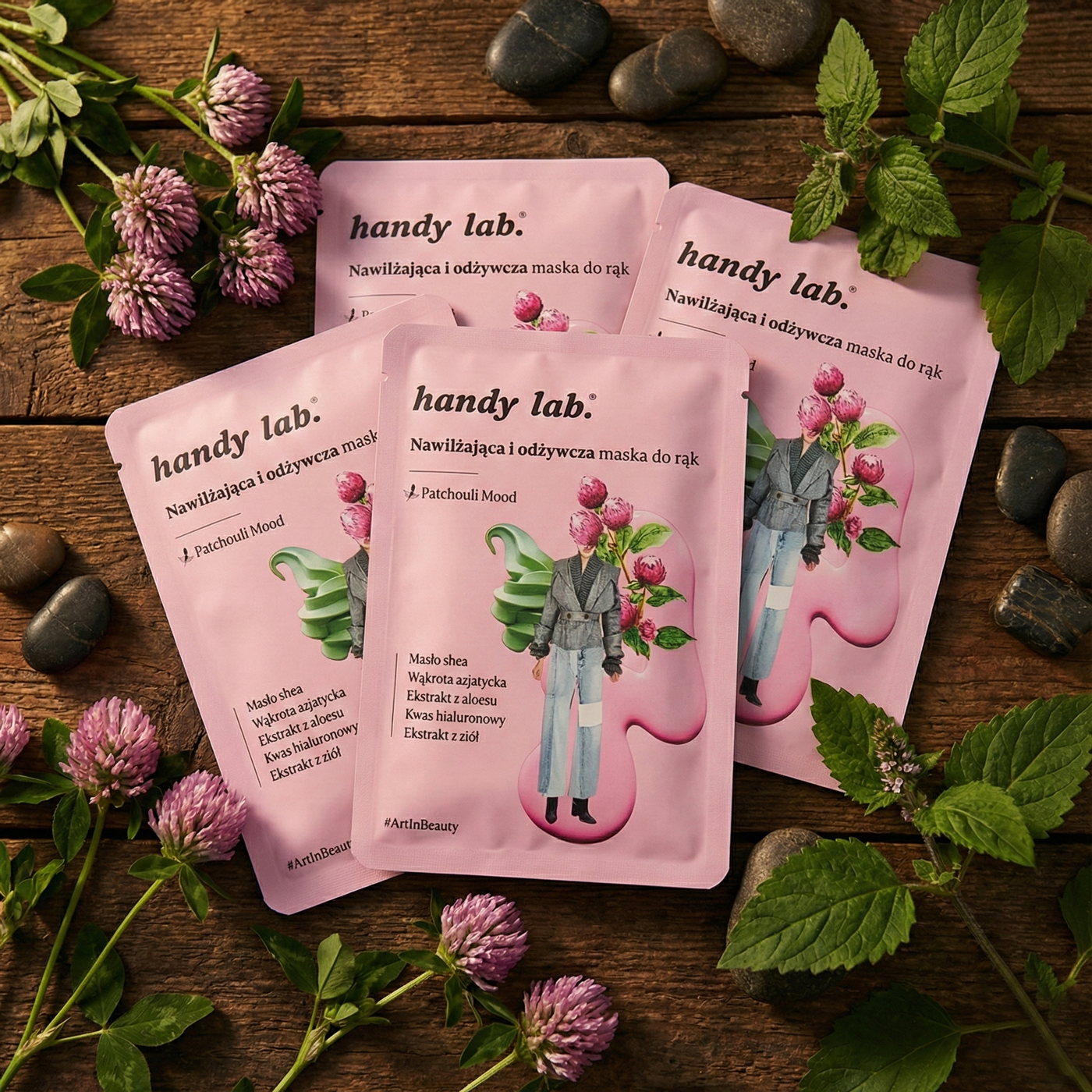 Maska do rąk – nawilzajaco – odżywcza z kompleksem ziół Patchuli Mood – zestaw 4szt