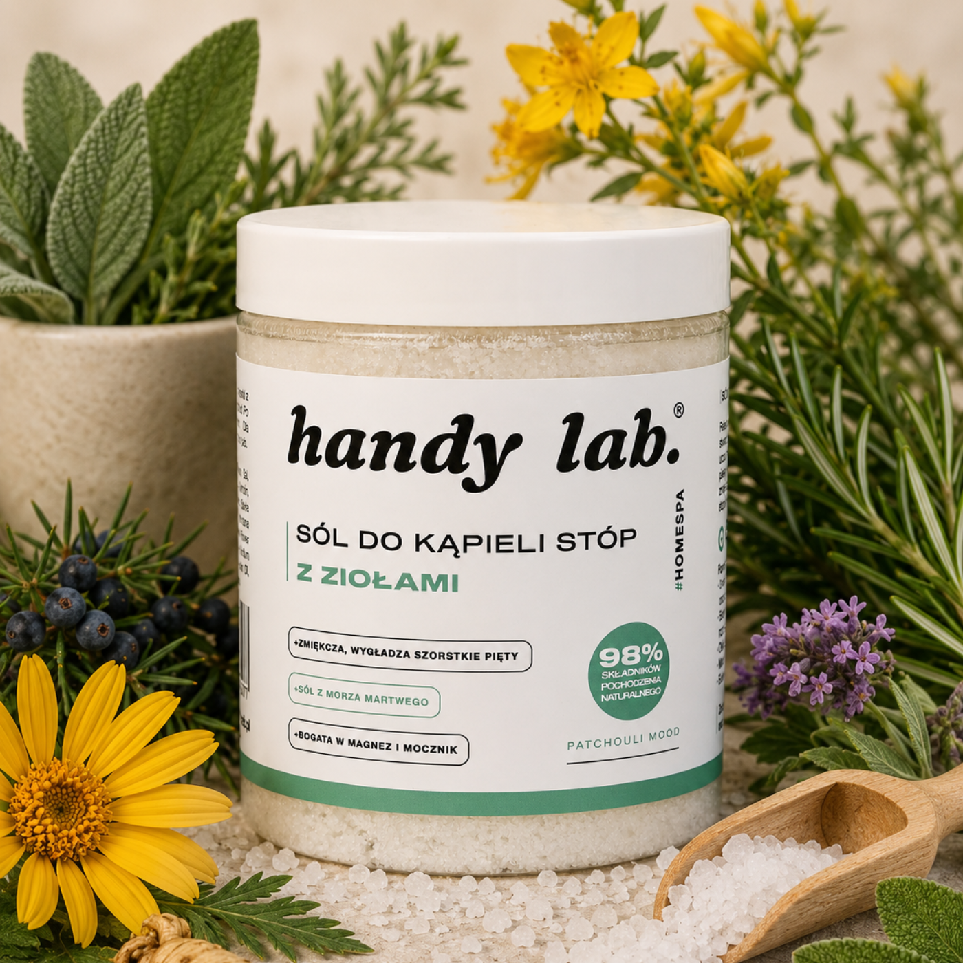 Herbal foot bath salt enriched with essential oils – Patchouli Mood
